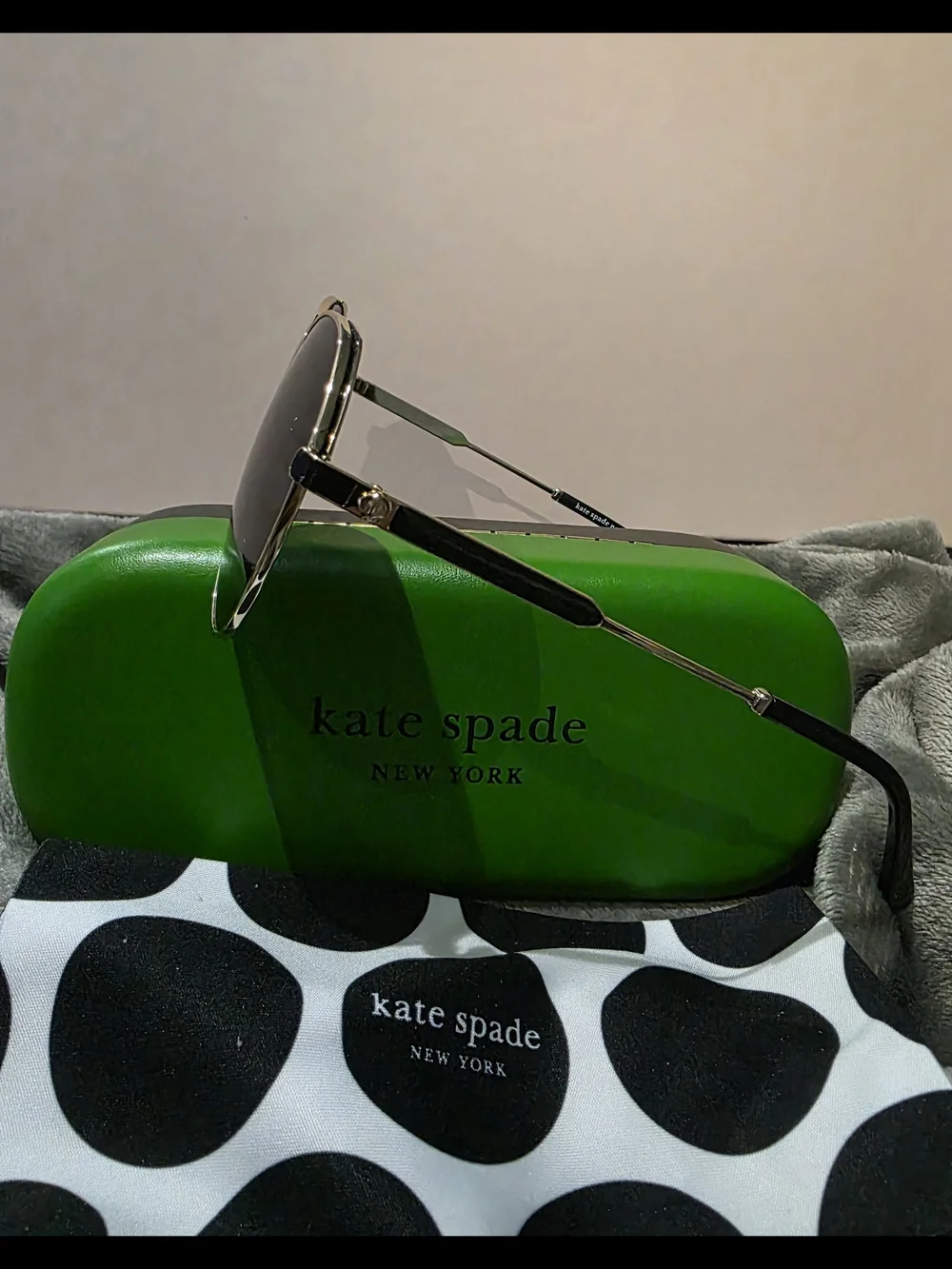 kate spade Silver Frame Sunglasses with Black Lenses